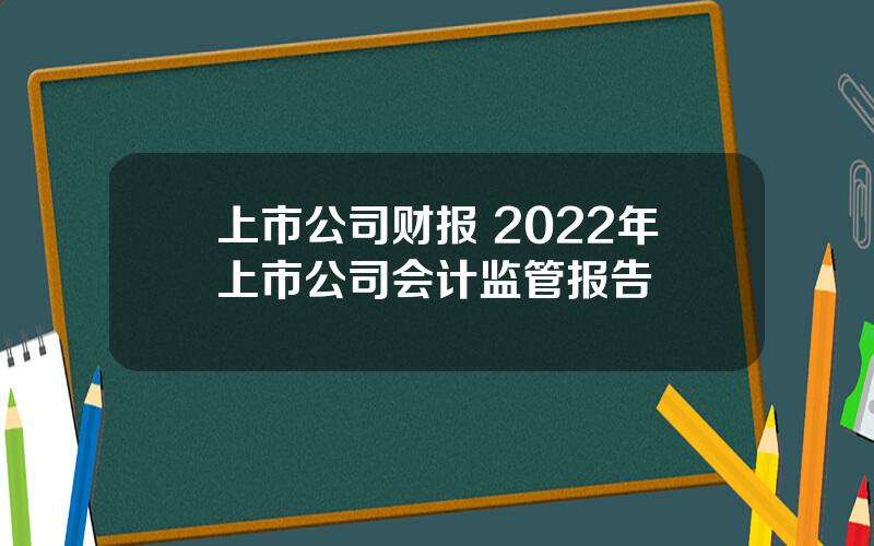 上市公司财报 2022年上市公司会计监管报告